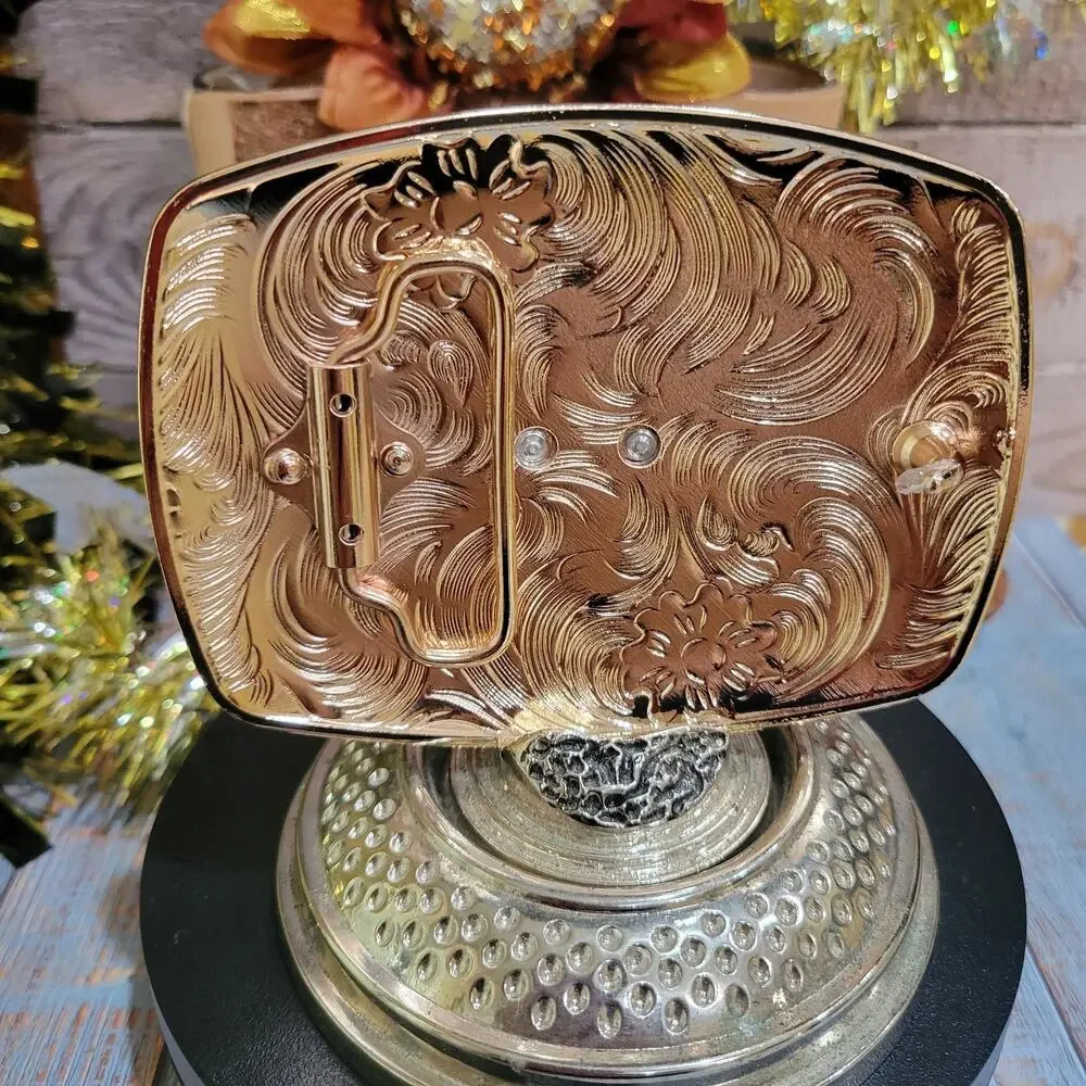 Longhorn Western Belt Buckle Cowboy Rodeo Buckle Rosetone With Black Accents